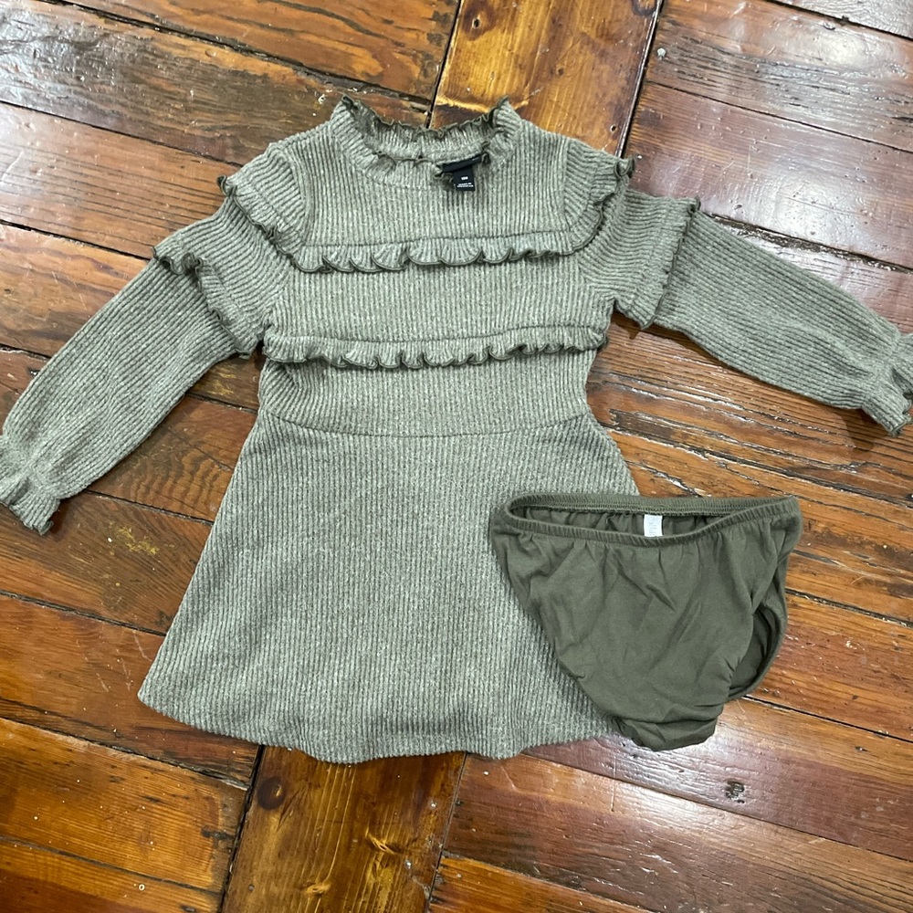 18M Dark Green Sweater Dress with bloomers